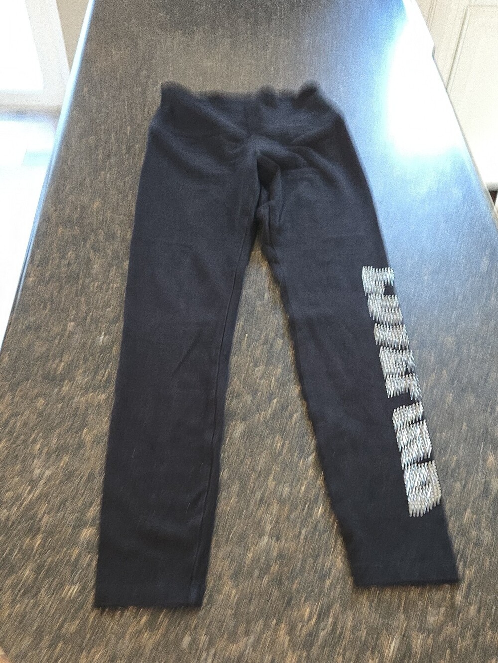 PINK Victoria's Secret Black  Leggings with Rhinestone Side Script